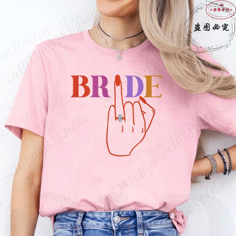 Bridal Shower Special: Fashion Finger Graphic Team Bride T-shirts, Women Clothing for Single Farewell & Bride Squad Tees D001