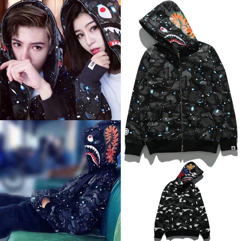 Ape A Bathing Bape Coat Shark Head Full Zip Jacket Hoodie Sweatshirt