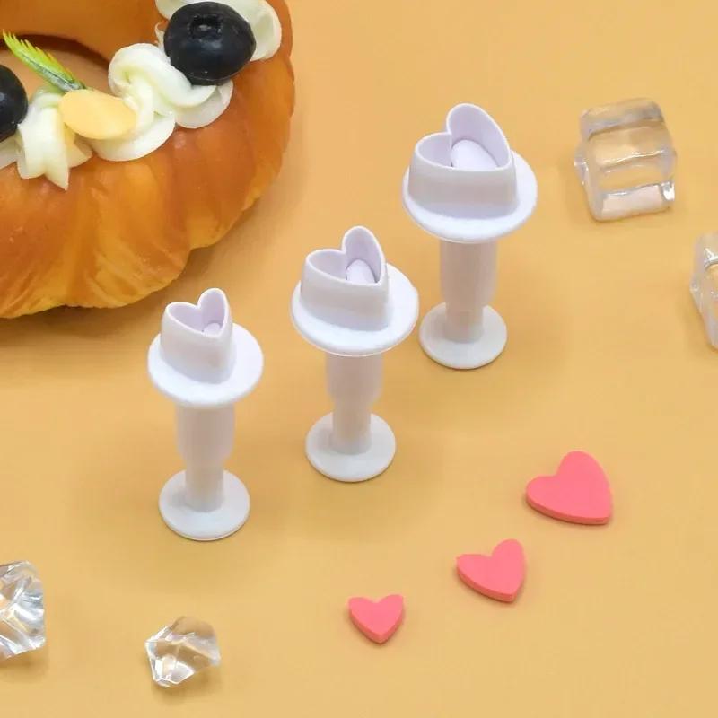 3/4Pcs Heart Five-pointed Star Square Pattern Plunger Fondant Biscuit Cookies Cutter Mold Sugarcraft Diy Mold Cake Decorating