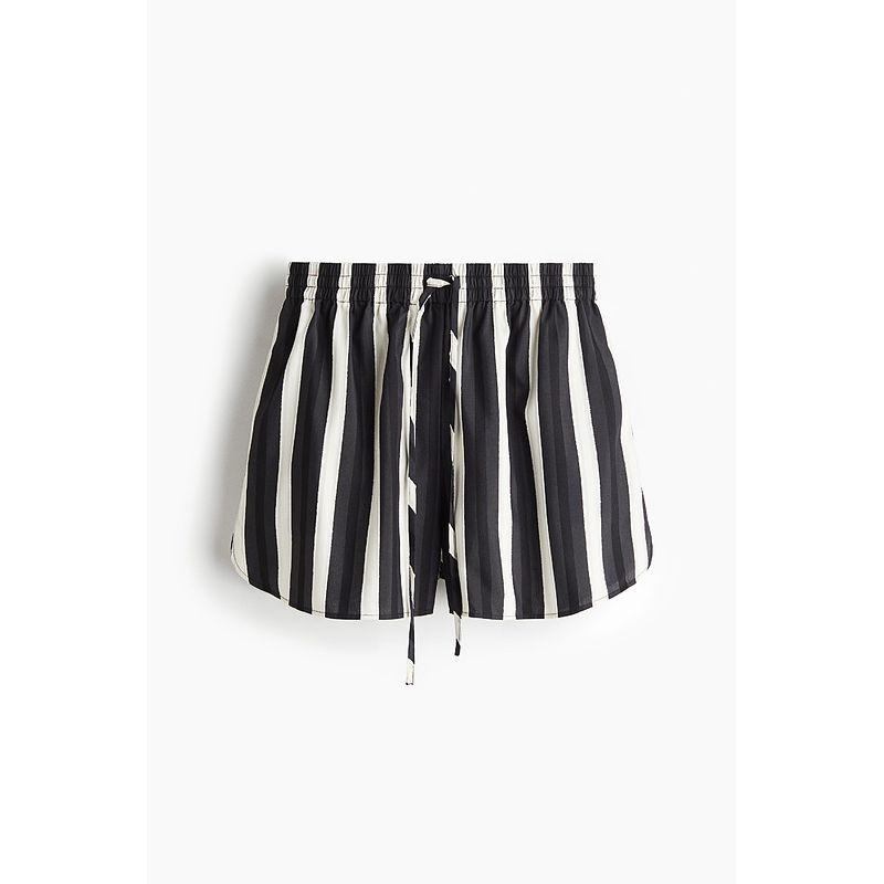 

HM 2025 Summer New Arrival Women s Clothing Dobby Woven Shorts 1295597 Black/Stripes 155/64