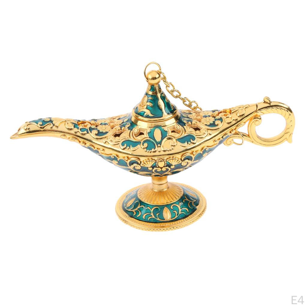 Shiny Vintage Metal Light Lamp Tabletop Accent Arabian Style