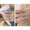 Adjustable Open Face Ring With Smiley Design Plated Copper Unisex Retro Style Statement Jewelry Finger