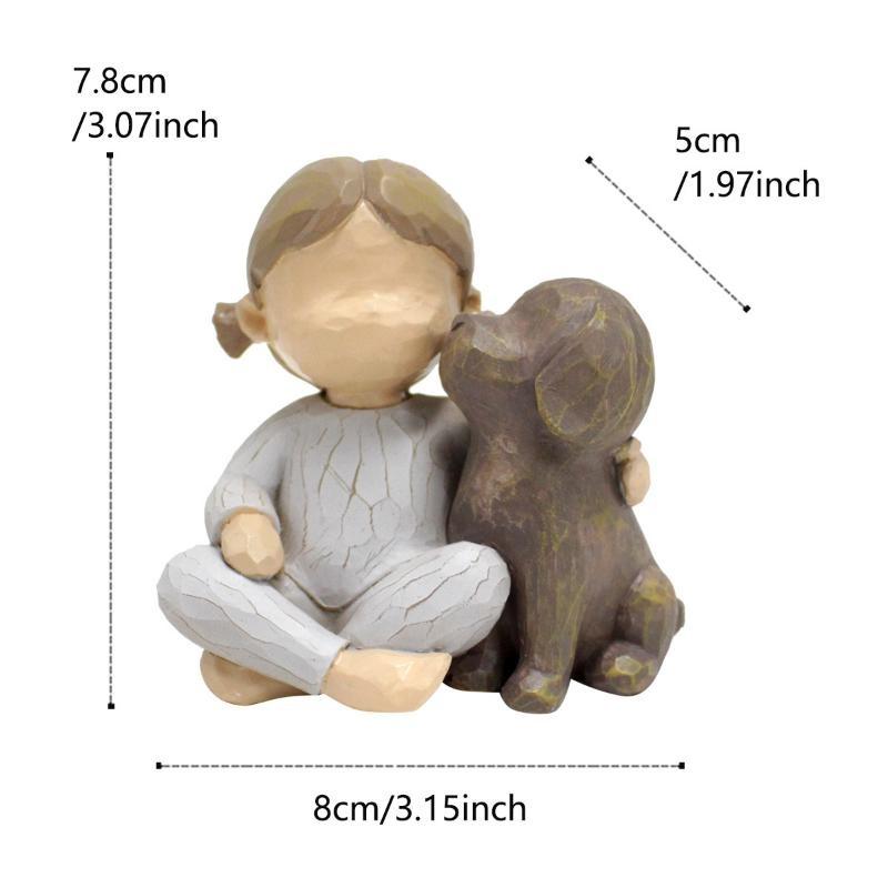 Creative Angel Girl and Dog Sculpture Decoration Home Living Room Bookcase Decoration Crafts Resin Statue Decoration