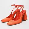 Luxury Satin Women Pumps Chunky High Heels Square Toe Ankle Strap Elegant Party Wedding Shoes  Dress Thick Heel Footwear