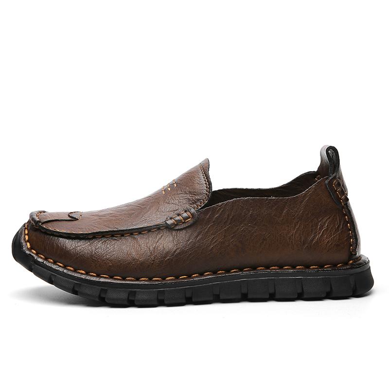 

Мужские мокасины из натуральной кожи, деловые повседневные кожаные туфли, классические мягкие мокасины, дышащие мужские туфли на плоской подошве, мягкие туфли для вождения 38 коричневый