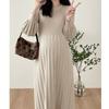 Maternity Sweater Skirt Autumn and Winter Pleated Lantern Sleeves Loose and Thin Age Reduction Base Maternity Knitted Dress