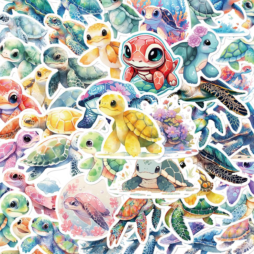 50PCS Cartoon Colorful Sea Turtle Stickers Laptop Phone Skateboard Motorcycle Car Waterproof Sticker Classic Toy