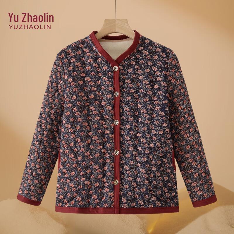 YUZHAOLIN Women's Plush-Lined Floral Winter Padded Jacket