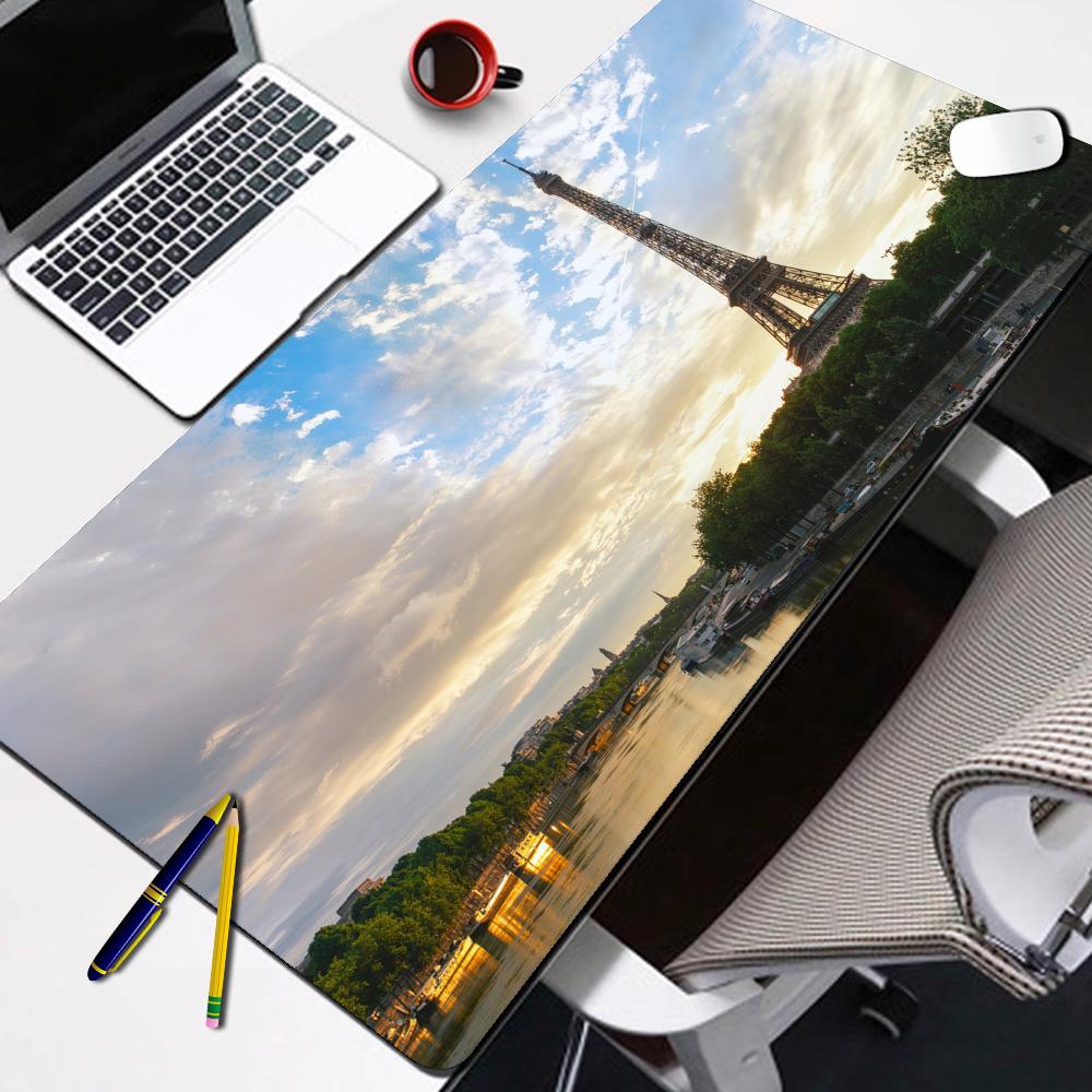 Large Gamer Mouse Pad Eiffel Tower Paris Desk Pad Laptop Gamer Desk Mat Extra Large Mousepad Carpet for Mouse Mats Office