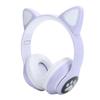 Bluetooth 5.0 Headphones Cat Ear LED Light Wireless Cute Headsets for Young PeoplePurple Cat Paw Pattern