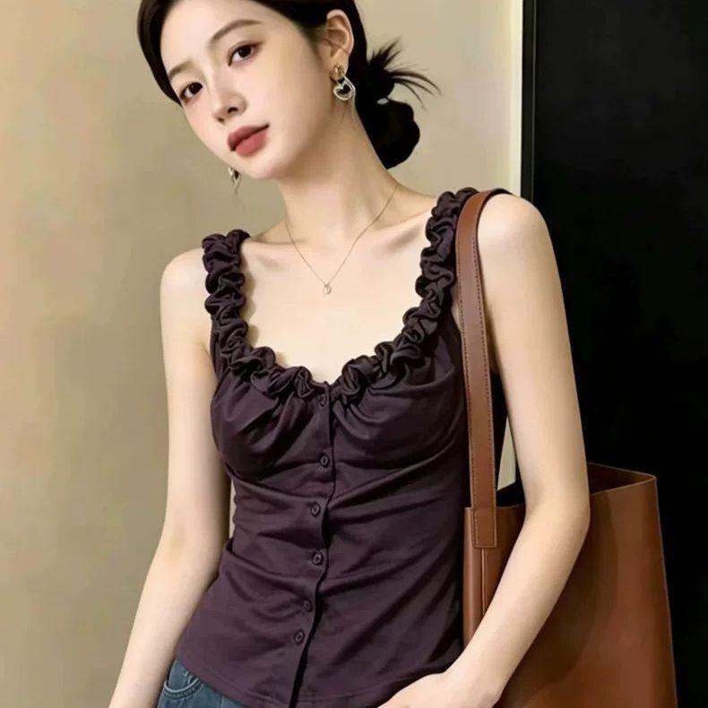 Thailand Beautiful Purple Small Suspender Women's Summer Wear Fried Street Unique Beautiful Big Good-looking Sleeveless Vest Top