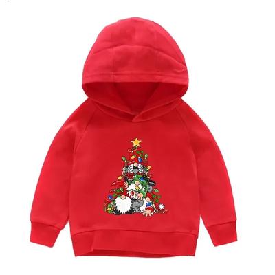Children's Red Santa Claus Pattern Printed Hoodie Boys Girls Comfortable Outdoor Autumn and Winter Long Sleeve Pullover