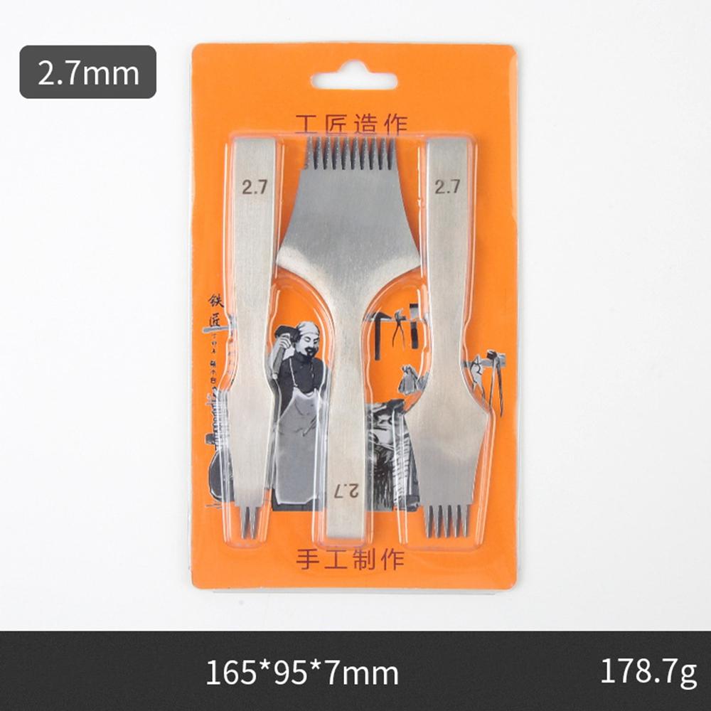 

3Pcs DIY Leather Pricking Punch Tool Set 2/5/10 Tooth Tool Steel Chisel 3.38mm