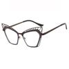 New cat eye hollow color matching flat mirror metal European and American glasses frame fashionable advanced sense anti-blue glasses