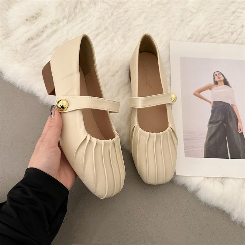 Soft leather Mary Jane shoes female new fairy ballet single shoes bridesmaid gentle shoes