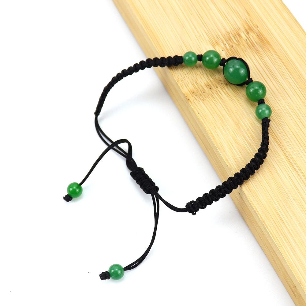 Hand-Woven Natural Crystal Bead Bracelet, Stone Beaded Bracelet, Green Dongling Agate Amethyst Bracelet B85.