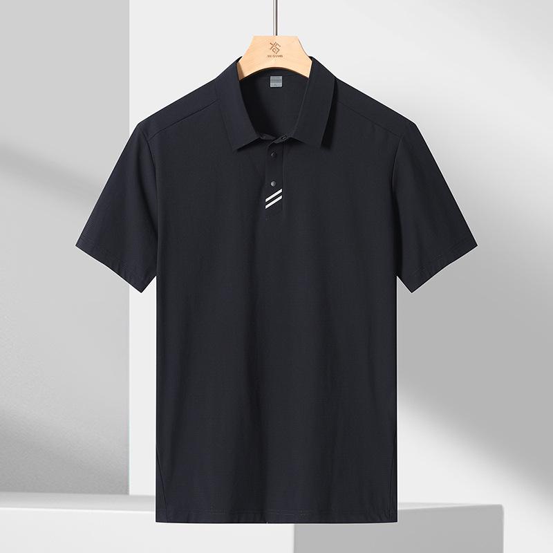 Men s Quick-Dry Lapel Polo Shirt - Comfortable, Short-Sleeved Summer Casual Sportswear 4XL чёрный