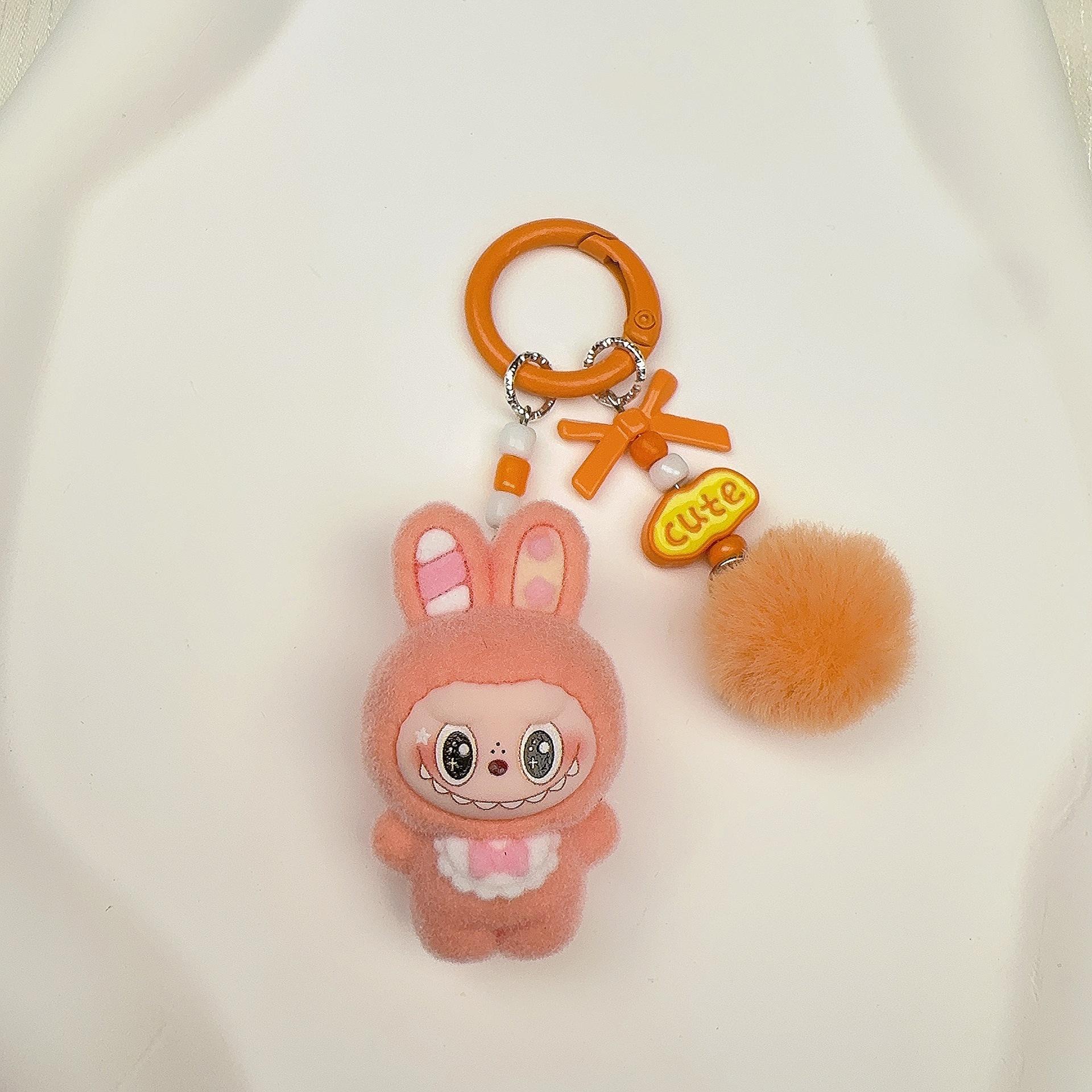 

Брелок-подвеска в виде флокированного кролика, милая кукла, аксессуары для DIY, подвеска для мобильного телефона, ювелирное украшение оранжевый
