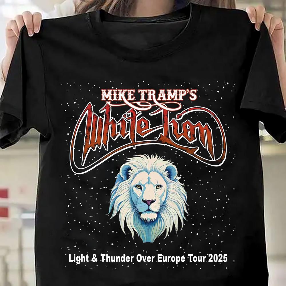 

Футболка унисекс с коротким рукавом Mike Tramp s White Lion 2025 Australian Tour Черная Все размеры SS50 XXL