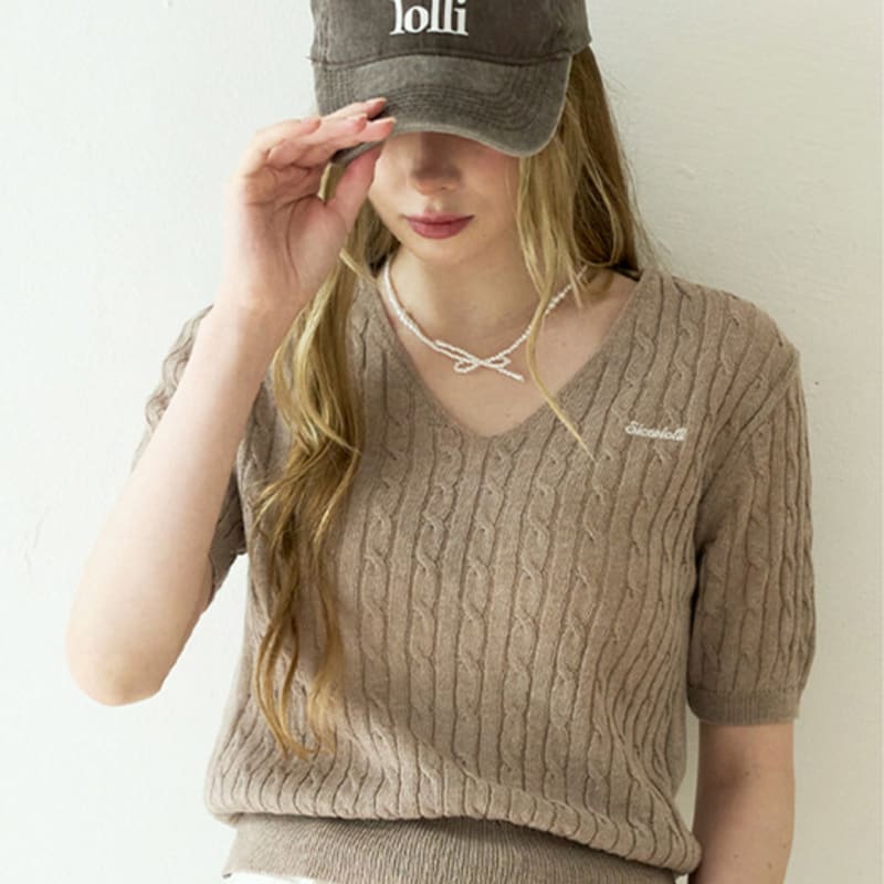 

slowlolli Lettering print ball cap - Brown Brown_Free