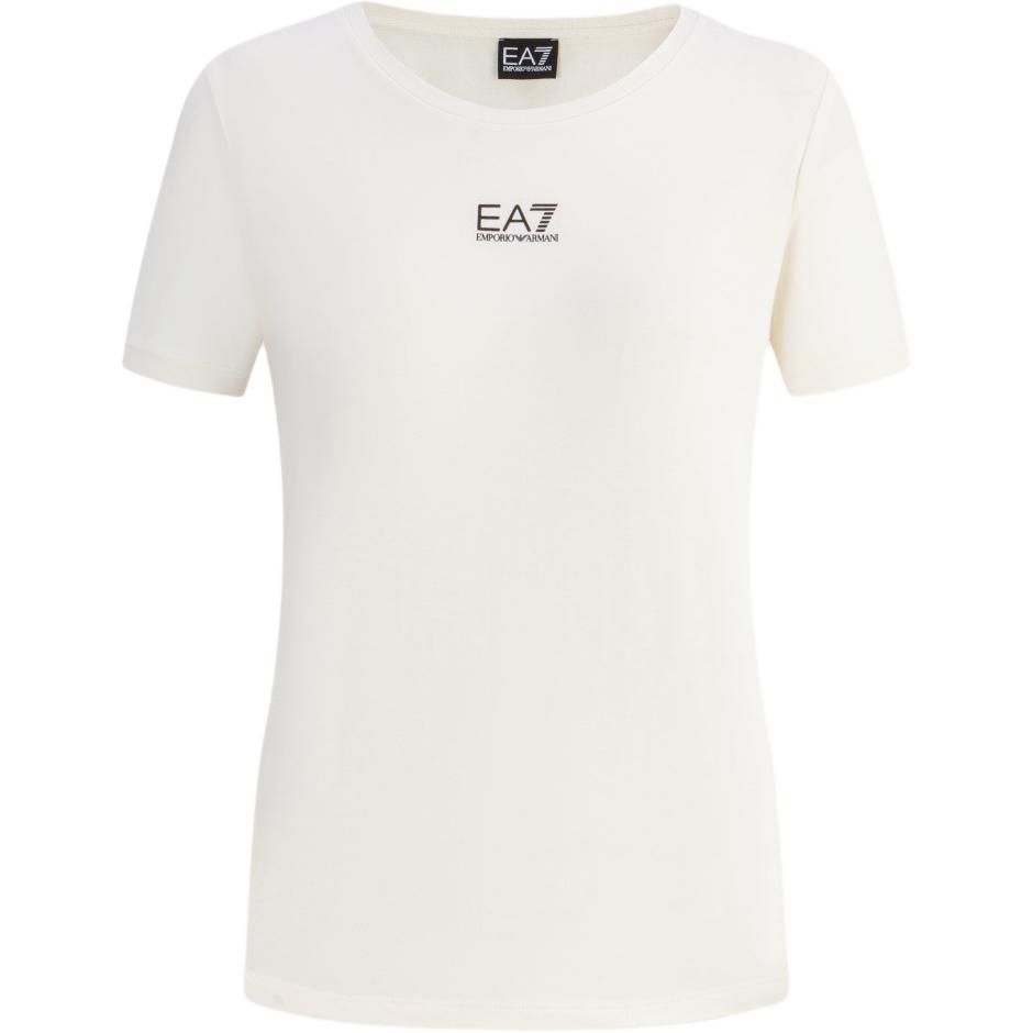Emporio Armani EA7 SS24 Logo Letter Print Casual Round Neck Short Sleeve T-Shirt Women tops Beige 3DTT18-TJDZZ-1156 M