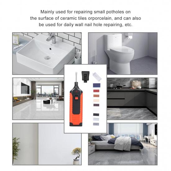 Tile Repair Kit, Porcelain Repair Kit, Ceramic Tile Repair Kit. Includes Electric Heating Pen and 8 Wax Blocks. Ideal for Repairing Cracks, Chips,