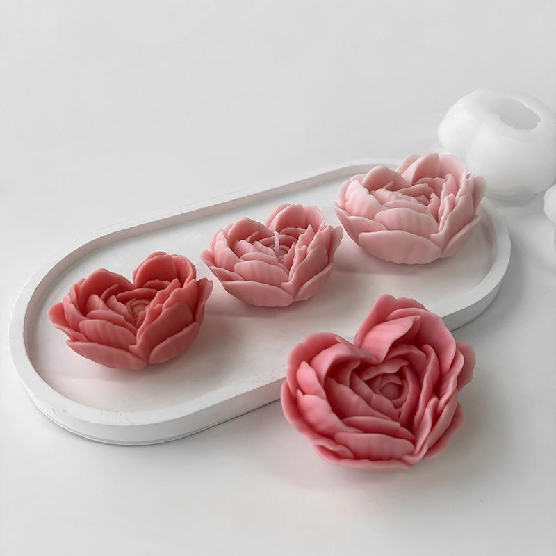 Heart Flowers Mold DIY Heart Shaped Roses Aromatherapy Candle Epoxy Resin Plaster Mould Handmade Soap Silicone Molds