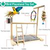 Wood Bird Playground Parrot Playstand with Feeder Cups Ladder Versatile Exercise Swing Toys for