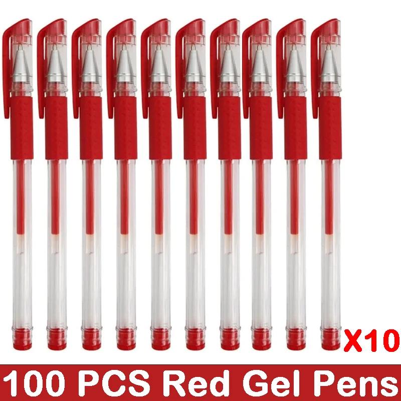 10/100 PCS Roise Retractable Gel Pens Set Black/Red/Blue Ink Ballpoint for Writing Refills Office School Supplies Stationery
