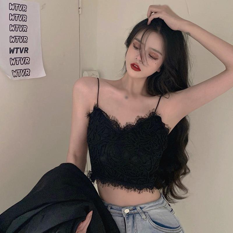 Dámský krajkový topík krátká vesta jednobarevný top