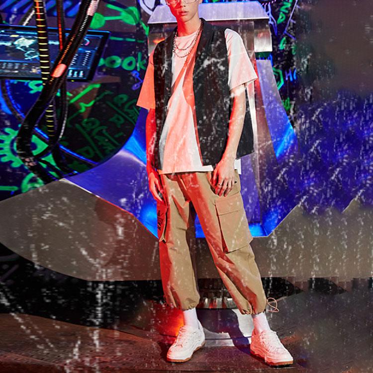 Li-Ning X Star Wars Fashion Series Theme Print Drawstring Seven-Quarter Loose Knit Sports Pants Men Bottoms Khaki AKQR115-3