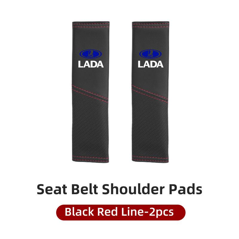For Lada 2pcs Leather Splicing Car Seat Belt Pad Interior Accessories Niva Vesta 4X4 Samara Kalina Largus Priora Granta