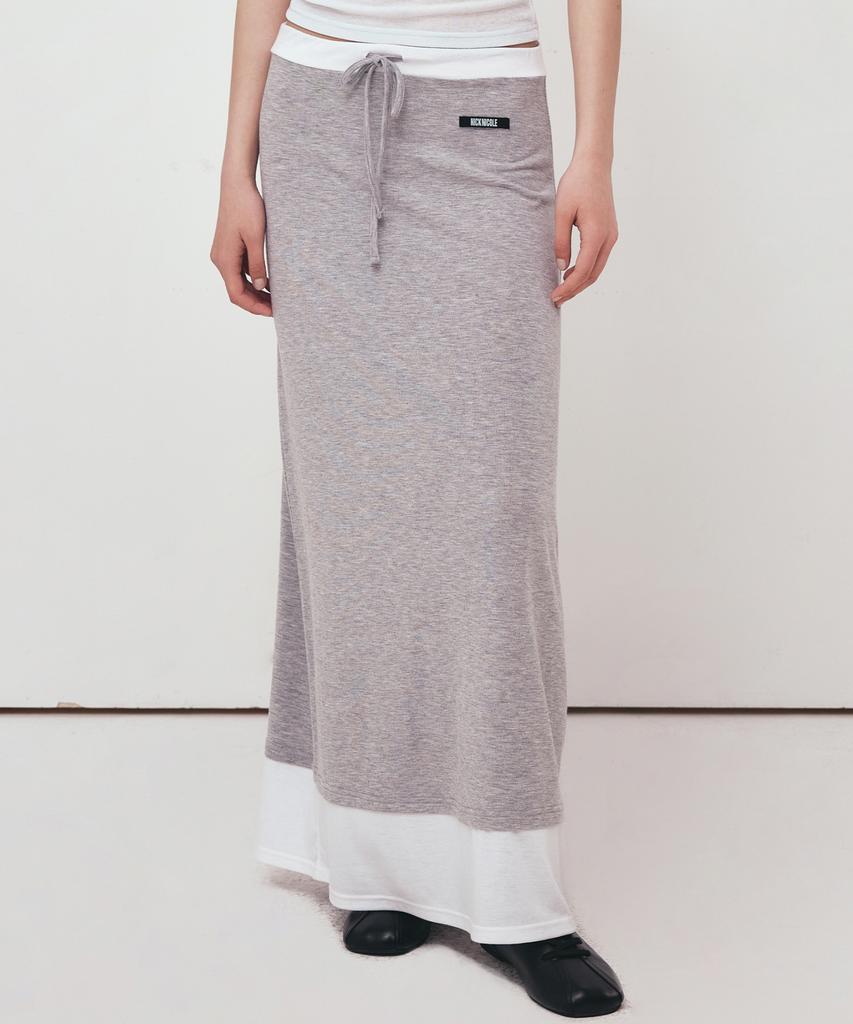Nigaennikol Double Layered Long Skirt_Gray