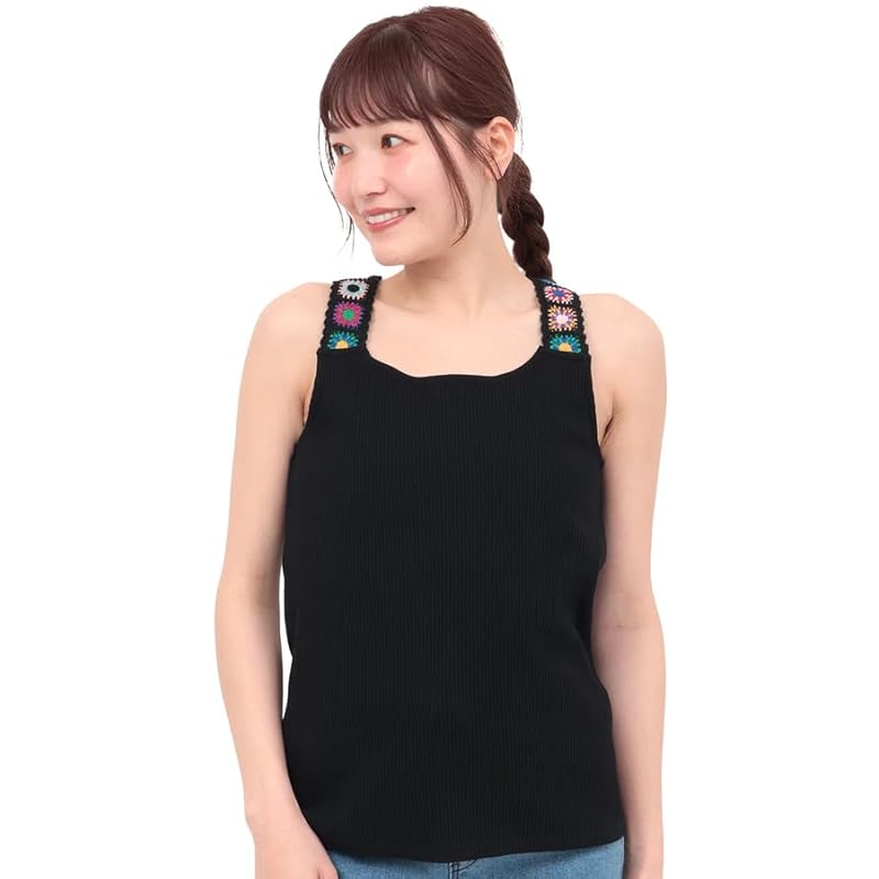 

[Titicaca] crochet inner tank top ladies LARGE black OSJBB073