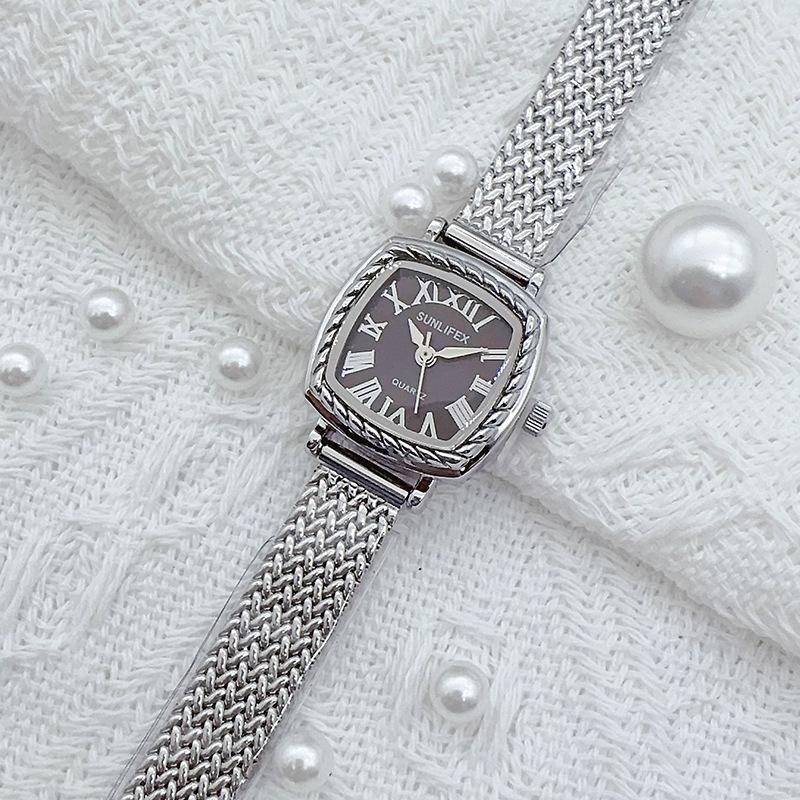 

Новые Модные Женские Кварцевые Часы в Винтажном Стиле с Золотым Циферблатом, Элегантные Изысканные Наручные Часы из Нержавеющей Стали, Женские Часы Reloj Mujer