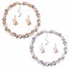 Elegante Frauen Faux Perle Strass Halskette Ohr Stud Ohrringe Party Schmuck Set
