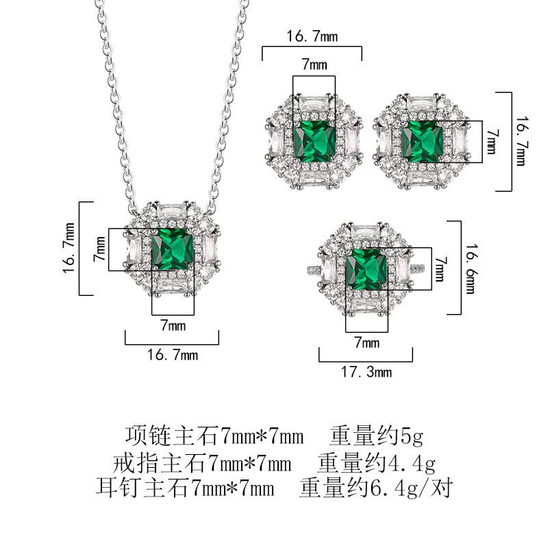 New Jewelry Set Earrings Rings Necklaces Colorful Gemstones Light Luxury High-end Fashion Women's