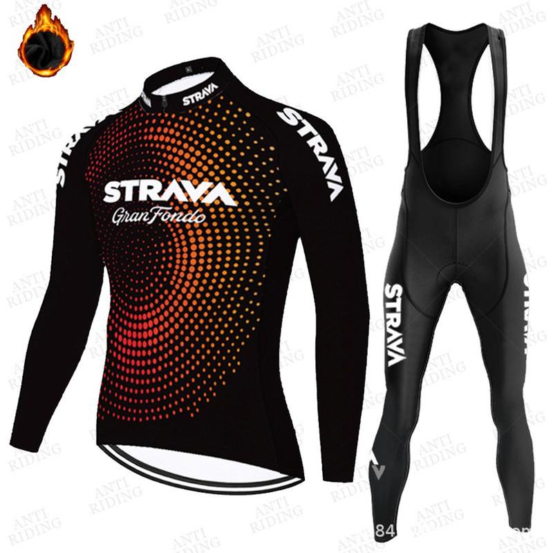 Fleece Fahrradtrikot Set Langarm Thermische Basisschicht Rennrad Männer Frauen Winterfahren