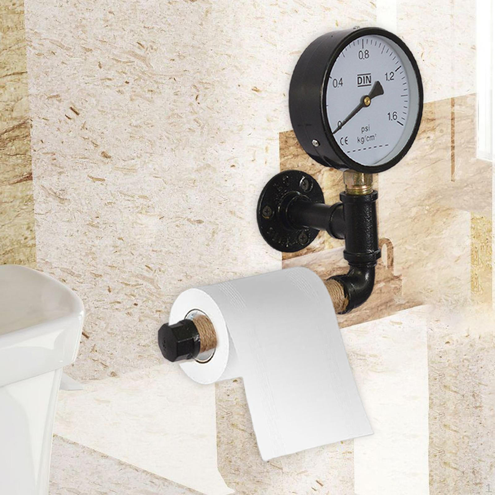 

Retro Toilet Paper Roll Holder Easy to Install Floating Water Pipe Rack Rustproof