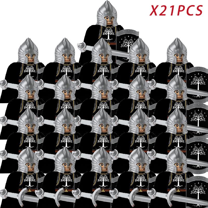 New 8pcs/lot MOC Uruk-hai Orc Army Group Orcus Figures Model Building Blocks LOTR Bricks Medieval Toys for Children gifts