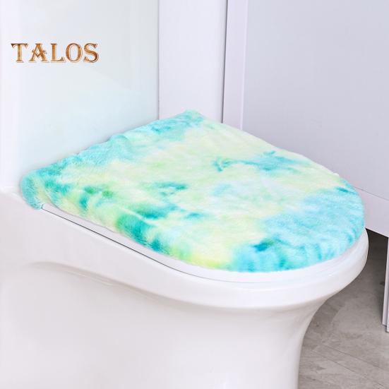 Toilet Lid Cover Soft Plush Colorful Bathroom Toilet Seat Cushion Pad Non-Slip Universal Fit Velvet Toilet Mat