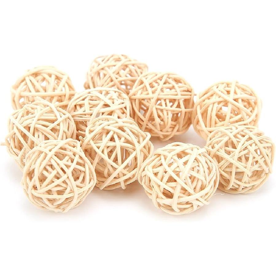 10Pcs Rattan Balls, Sepak Takraw Rattan and Harmless Parrot Small Animal Chew Toy for Parrot 3CM