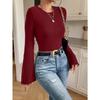 Women S Slim Fit Long Sleeve Knit Top Crew Neck Brushed Fall Winter