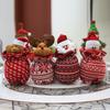 Decorative Knitted Apple Gift Bags For Christmas Featuring Fun Snowman Santa And Bear Designs