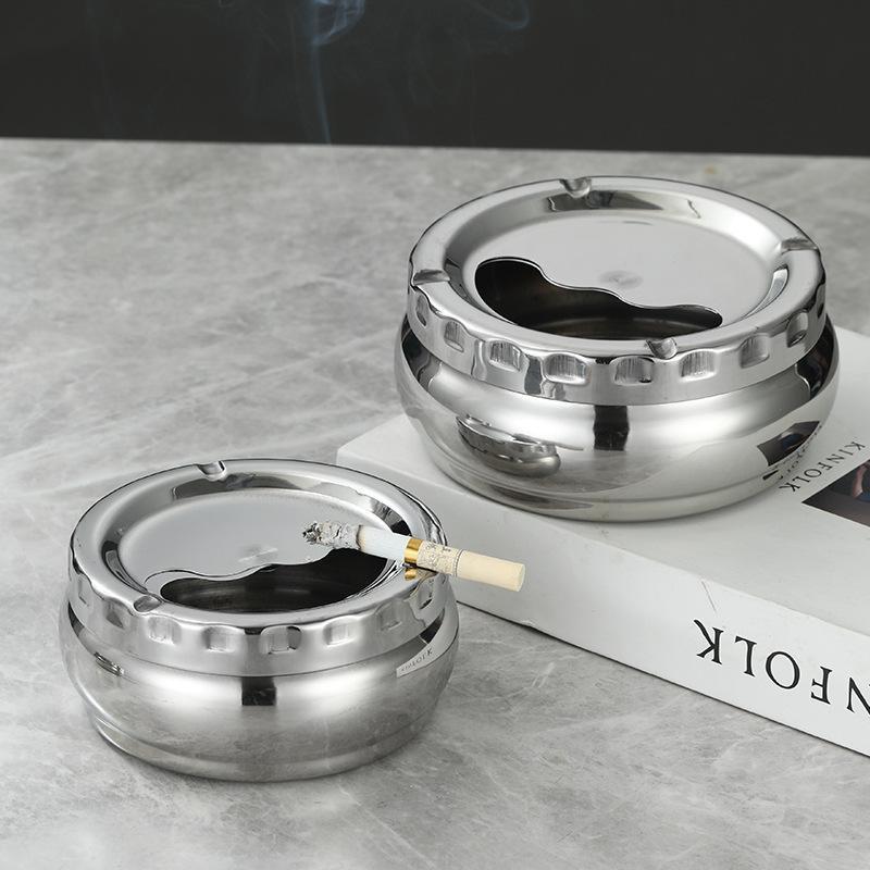 Stainless Steel Ashtray with Windproof Lid Rust Proof Easy to Clean 3 Sizes for Home Outdoor Hiking Travel Use
