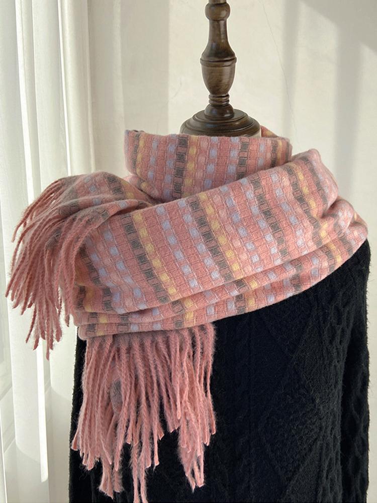 New Sweet Vintage Scarf Headscarf Winter Women Ladies Men Preppy Rainbow Striped Scarve Pashmina Mujer Foulard Wrap Shawl Unisex