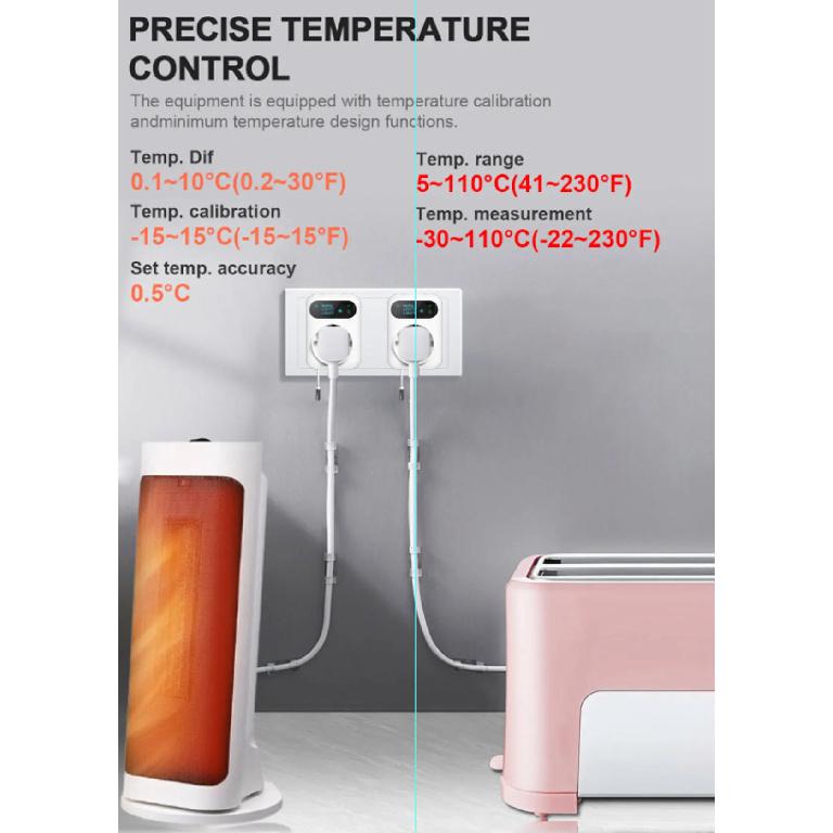 WiFi Tuya Socket Thermostat Plug 220V Digital Temperature Controller Remote Timer Switch Cooling Heating Outlet Alexa Google