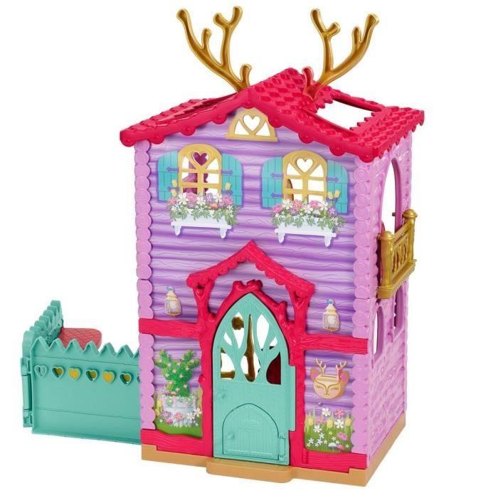 Enchantimals - nouvelle maison danessa biche 53 cm avec poupée, figurine animal, accessoires - maison mini-poupée - dès 4 ans
