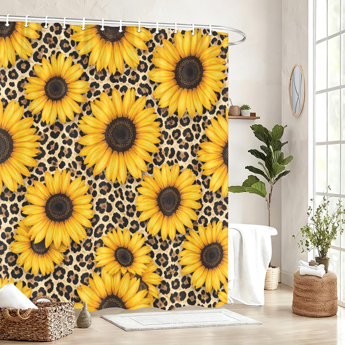 

Vibrant Sunflower Pattern Polyester Shower Curtain - Stylistic Bathroom Decor, Chic Bathtub Partition Curtain For Home W60H190(CM)-1 Pcs