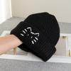 Line kitten cute wool hat female autumn and winter warm windproof versatile simple face small ear hat knitted hat